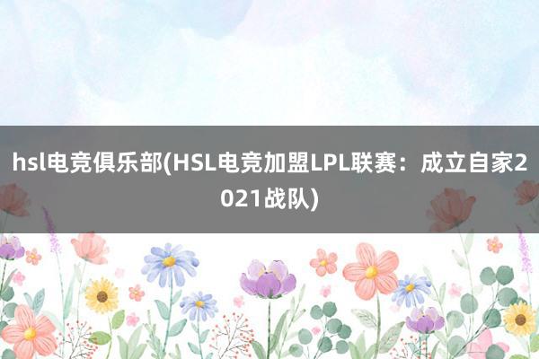 hsl电竞俱乐部(HSL电竞加盟LPL联赛：成立自家2021战队)