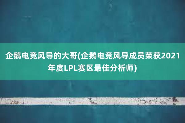 企鹅电竞风导的大哥(企鹅电竞风导成员荣获2021年度LPL赛区最佳分析师)