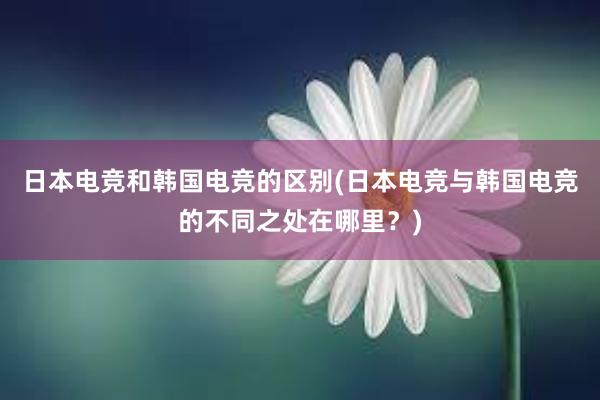 日本电竞和韩国电竞的区别(日本电竞与韩国电竞的不同之处在哪里？)