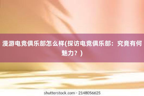 漫游电竞俱乐部怎么样(探访电竞俱乐部：究竟有何魅力？)