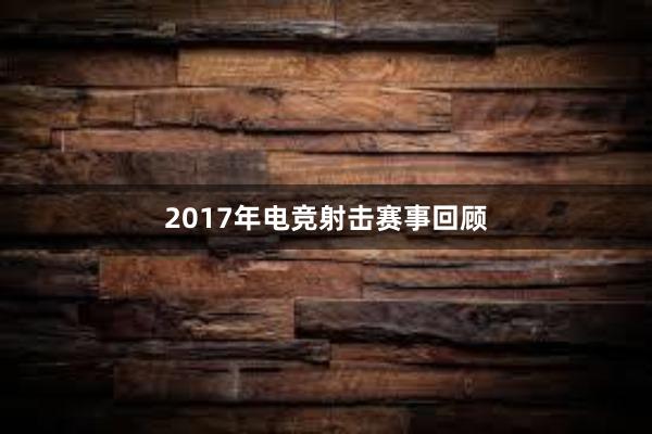 2017年电竞射击赛事回顾