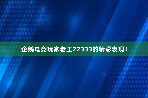 企鹅电竞玩家老王22333的精彩表现！