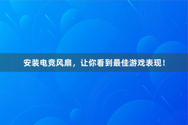 安装电竞风扇，让你看到最佳游戏表现！